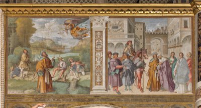 Nave Central, Primer Tramo Norte, Anuncio a Joaquín, Encuentro de San Joaquín y Santa Ana en la Puerta Dorada de Boccaccio Boccaccino