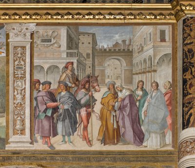 Nave central, Primer tramo norte, Encuentro de San Joaquín y Santa Ana en la Porta Aurea, Boccaccio Boccaccino 1514-15 de Boccaccio Boccaccino
