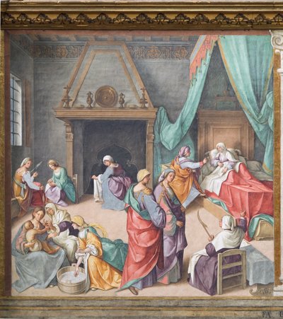La Natividad de María, fresco de Boccaccio Boccaccino