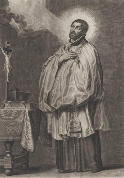 San Francisco Javier con una luz divina emanando hacia él desde la parte superior izquierda, ca. 1623-33 de Boetius Adams Bolswert