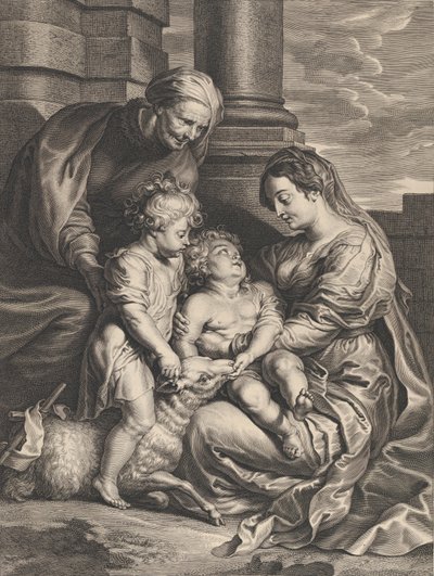 La Virgen y el Niño Jesús con Santa Ana y San Juan Bautista, ca. 1640-59 de Boetius Adams Bolswert