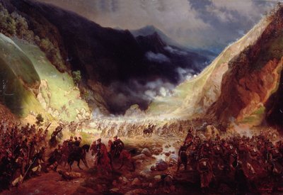 Batalla en el cañón de Rotenturm, 1871 de Bogdan Willewalde