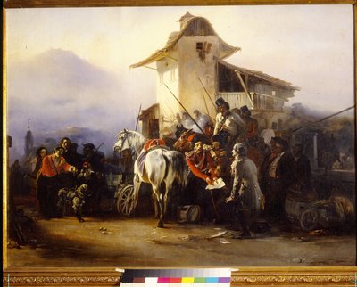 El arresto de un espía. Pintura de Gottfried (Bogdan Pavlovich) Willewalde (1818-1903), óleo sobre lienzo de Bogdan Willewalde