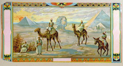 La Esfinge y las Pirámides, etiqueta de una caja de fez, c.1910 de Bohemian School