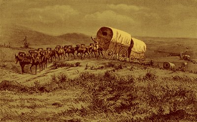 Oeste salvaje - tren de mulas dirigiéndose al oeste de Bohuslav Kroupa
