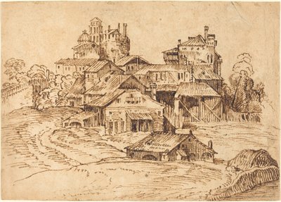 Vista de una Ciudad Italiana (después de Tiziano o Domenico Campagnola) de Bolognese 17th Century