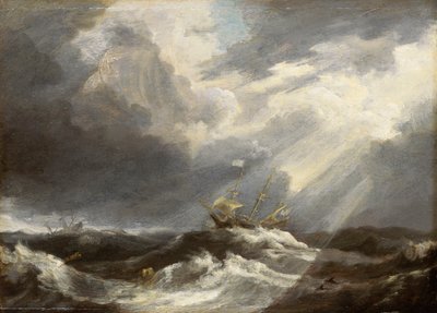 Luz del sol en un mar tempestuoso, c. 1640 (pintura) de Bonaventura Peeters