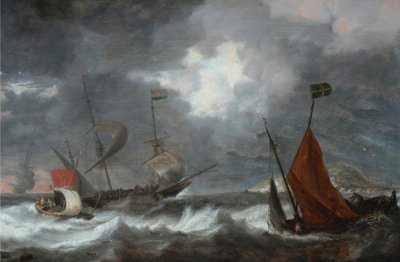 Tormenta en el mar con barcos de vela, c. 1645 de Bonaventura Peeters the Elder