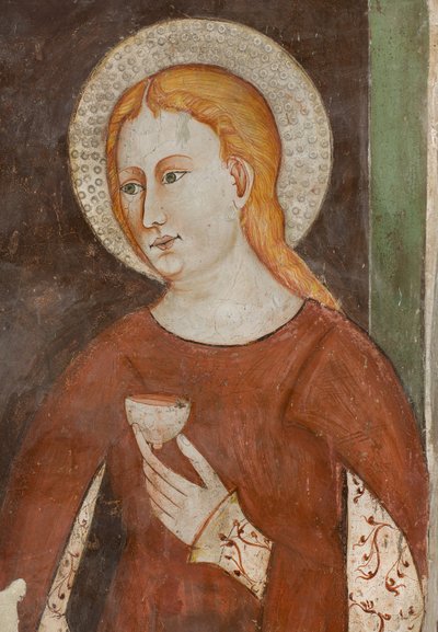 Transepto norte, Altar de San Miguel Arcángel, Detrás del retablo los frescos de Bonifacio Bembo, Santa Ágata de Bonifacio Bembo