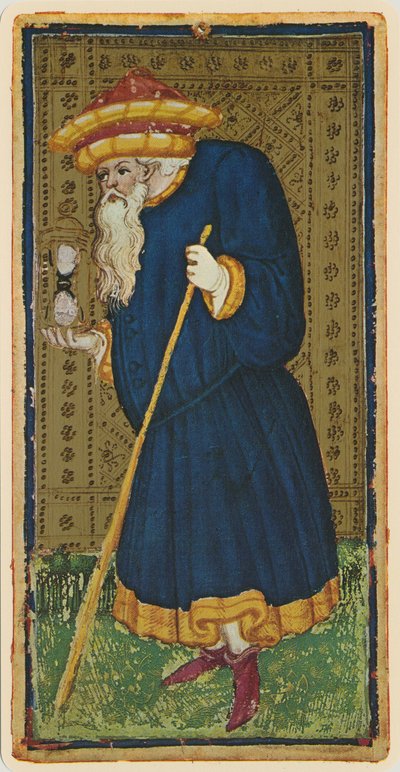 El Ermitaño, facsímil de una carta del tarot del mazo 