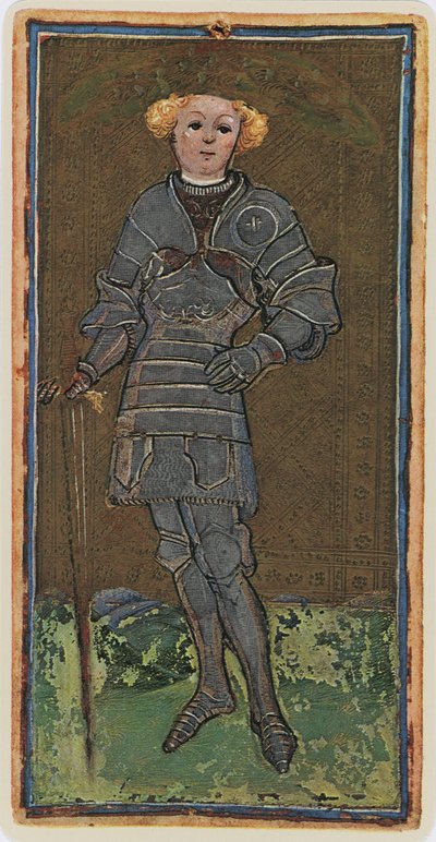El Sota de Espadas, facsímil de una carta del tarot del mazo 