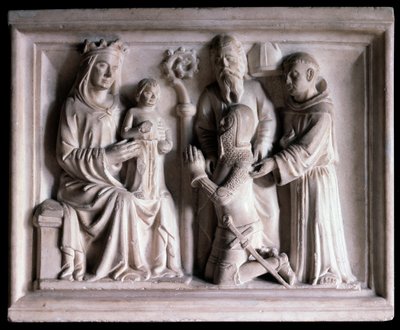 La Virgen presentando a Jesús a tres personas (escultura) de Bonino da Campione