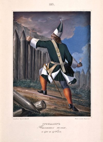 Granadero del Regimiento de Infantería en 1700-1732, 1841 de Boris Artemyevich Chorikov