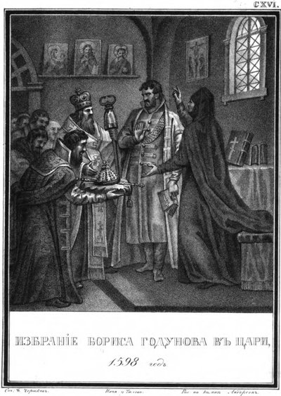 La elección de Boris Godunov al zar. 1598 De Karamzin Ilustrado, 1836 de Boris Artemyevich Chorikov