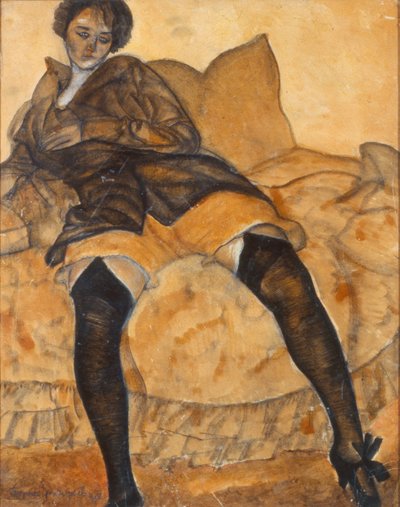Una mujer sentada, c. 1918 de Boris Dmitrievich Grigoriev