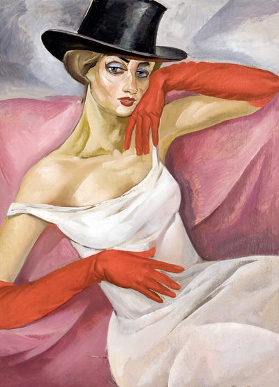 Dama con sombrero de copa - Pintura de Boris Dmitryevich Grigoriev (1886-1939), óleo sobre lienzo (81,3x61,6 cm) - Colección privada de Boris Dmitrievich Grigoriev