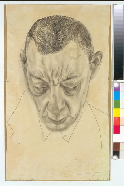 Retrato del compositor Sergei (Serguei) Rachmaninov (Serge Rachmaninoff o Rakhmaninov) (1873-1943) - Obra de Boris Dmitryevich Grigoriev (1886-1939), lápiz sobre papel (48x29 cm) de Boris Dmitrievich Grigoriev