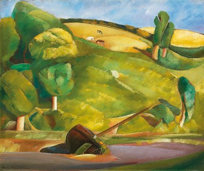 Barco de Vela en un Paisaje Cubista, principios de 1920 de Boris Dmitrievich Grigoriev
