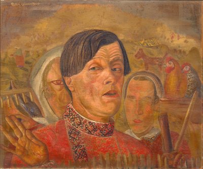 Autorretrato con el gallo y la gallina, c. 1924 de Boris Dmitrievich Grigoriev