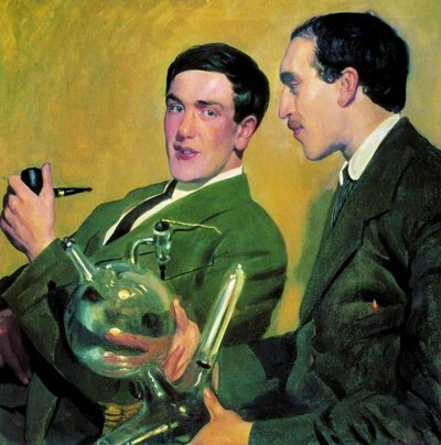 Los físicos Pyotr Kapitsa 1894-1984 y Nikolay Semyonov 1896-1986, 1921 de Boris Mikhailovich Kustodiev