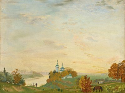 Sobre el río, otoño, 1919 de Boris Mikhailovich Kustodiev