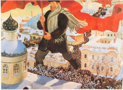 Bolchevique, según pintura de Boris Kustodiev, Rusia (litografía) de Boris Mikhailovich Kustodiev