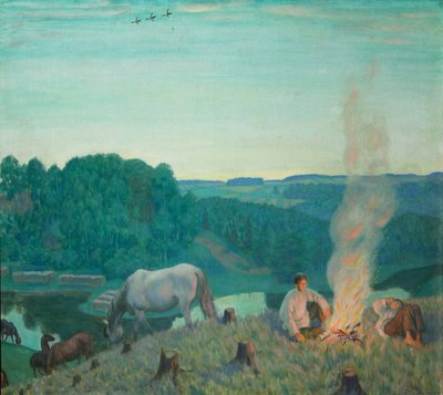 Fogata, 1916 de Boris Mikhailovich Kustodiev