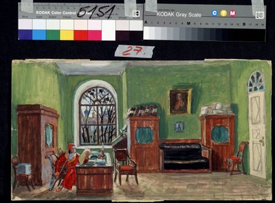 Decor preparatoire pour la piece de theatre La mort de Pasukhin de Mikhail Saltykov-Shchedrin (Saltykov Shchedrin, Saltykov-Chtchedrine, Saltykov Chtchedrine) (1826-1889) (Escenografía para la obra de teatro Pasukhin