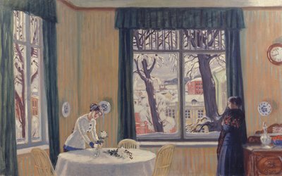 En la habitación. Invierno, 1915 de Boris Mikhailovich Kustodiev