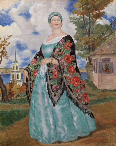 Esposa del comerciante, 1923 de Boris Mikhailovich Kustodiev