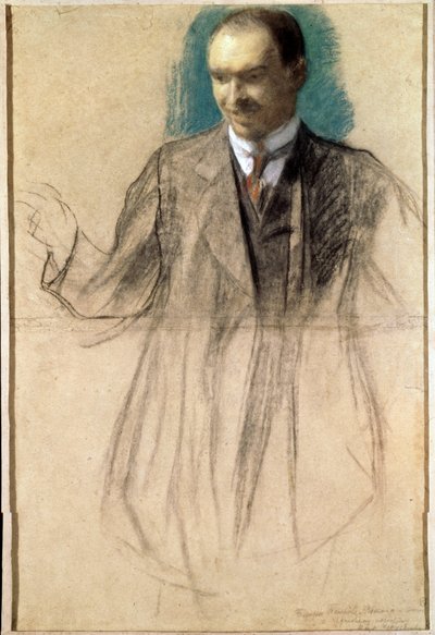 Retrato del artista Kouzma Petrov-Vodkine (Petrov Vodkine) (1878-1939). (Retrato del Artista Kusma Petrov Vodkin). Oeuvre de Boris Michaylovich Kustodiev (Koustodiev) (1878-1927), pastel sobre cartón de Boris Mikhailovich Kustodiev