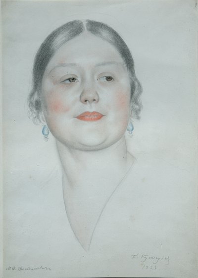 Retrato de Maria Dmitrievna Shostakovich, 1923 de Boris Mikhailovich Kustodiev