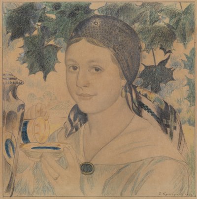 Retrato de Maria Shostakovich, 1922 de Boris Mikhailovich Kustodiev