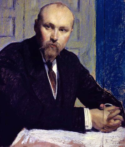 Retrato de Nikolay Rerich (1874-1947) 1913 de Boris Mikhailovich Kustodiev