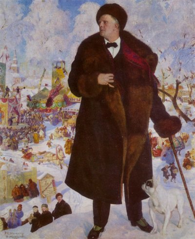 Retrato del cantante de ópera ruso Feodor Chaliapin de Boris Mikhailovich Kustodiev