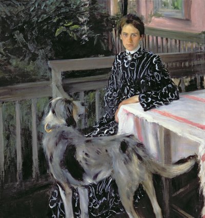 Retrato de Yulia Yevstafievna Kustodieva, la esposa del artista, 1903 de Boris Mikhailovich Kustodiev