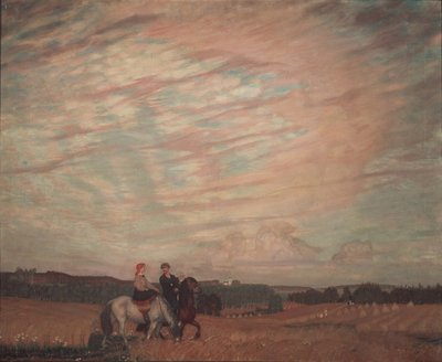 Autorretrato con la esposa a caballo, 1915 de Boris Mikhailovich Kustodiev