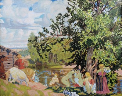 El baño, 1910 de Boris Mikhailovich Kustodiev
