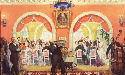 El banquete de bodas, 1917 de Boris Mikhailovich Kustodiev