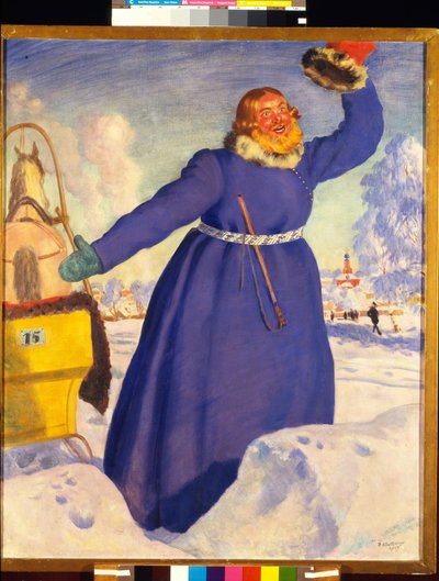 Un cochero imprudente. Obra de Boris Michaylovich Kustodiev (Koustodiev) (1878-1927), acuarela sobre papel de Boris Mikhailovich Kustodiev