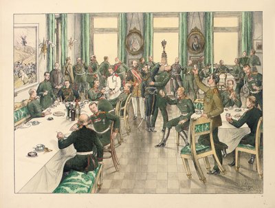 El tradicional desayuno celebrado para conmemorar la batalla de Telish en la que participó el Regimiento de Guardias Egerski el 12 de octubre de 1877 de Boris V. de Heroys