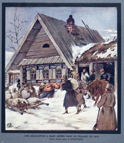 Las Fuerzas Armadas Requisan Suministros en un Pueblo de Boris Vasilievich Zvorykin