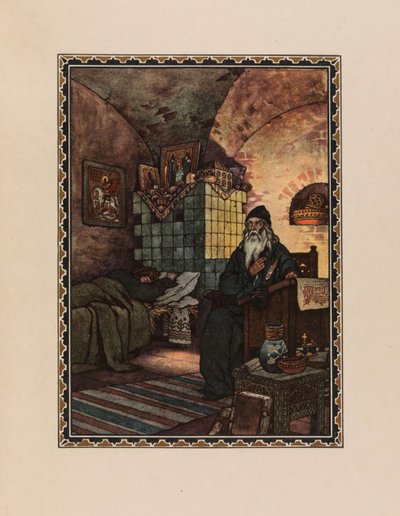 Pimen. Ilustración del drama Boris Godunov de A. Pushkin de Boris Vasilievich Zvorykin