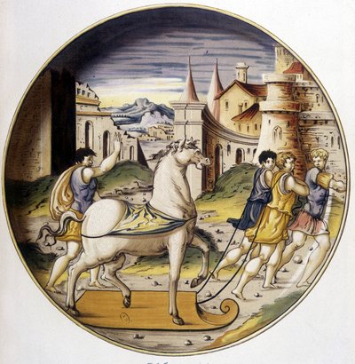 El Caballo de Troya - en "Collection of Italian faiences of the XV, XVI and 17th centuries" diseñado por Carle Delange y Borneman de Bornemann Bornemann