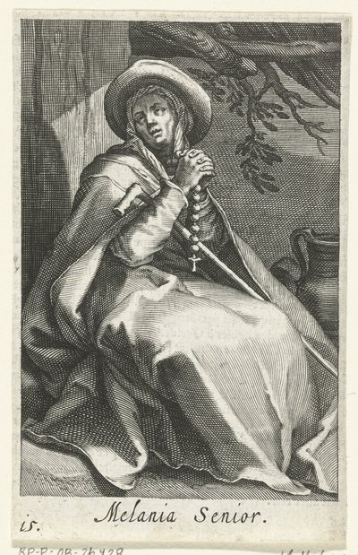 Santa Melania la Mayor como Hermitess Melania Senior (título sobre objeto) Hermitesses (título de la serie) Sacra Eremus Ascetriarum (título de la serie) de Boëtius Adamsz. Bolswert