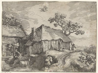 Paisaje con granja y robo de Ganímedes Caras de campo (título de la serie) de Boëtius Adamsz. Bolswert