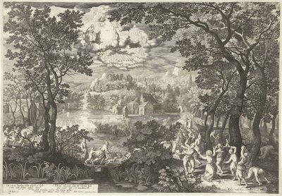 Paisaje con Martirio de San Esteban de Boëtius Adamsz. Bolswert