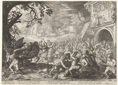 El triunfo de la muerte La muerte lucha contra la humanidad. de Boëtius Adamsz. Bolswert