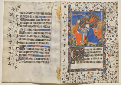Bifolio de un Libro de Horas: Coronación de la Virgen (recto) de Boucicaut Master