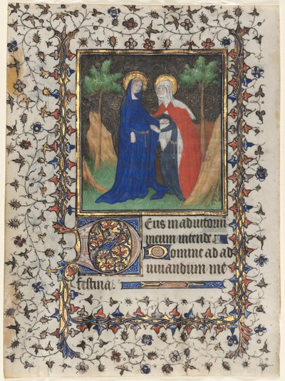 Hojas de un Libro de Horas: La Visitación y Cristo en el Juicio, c. 1415 de Boucicaut Master
